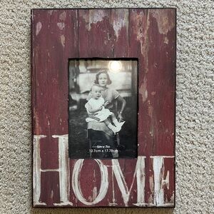 Creative Co-Op Distressed Red and White "HOME" Picture Frame